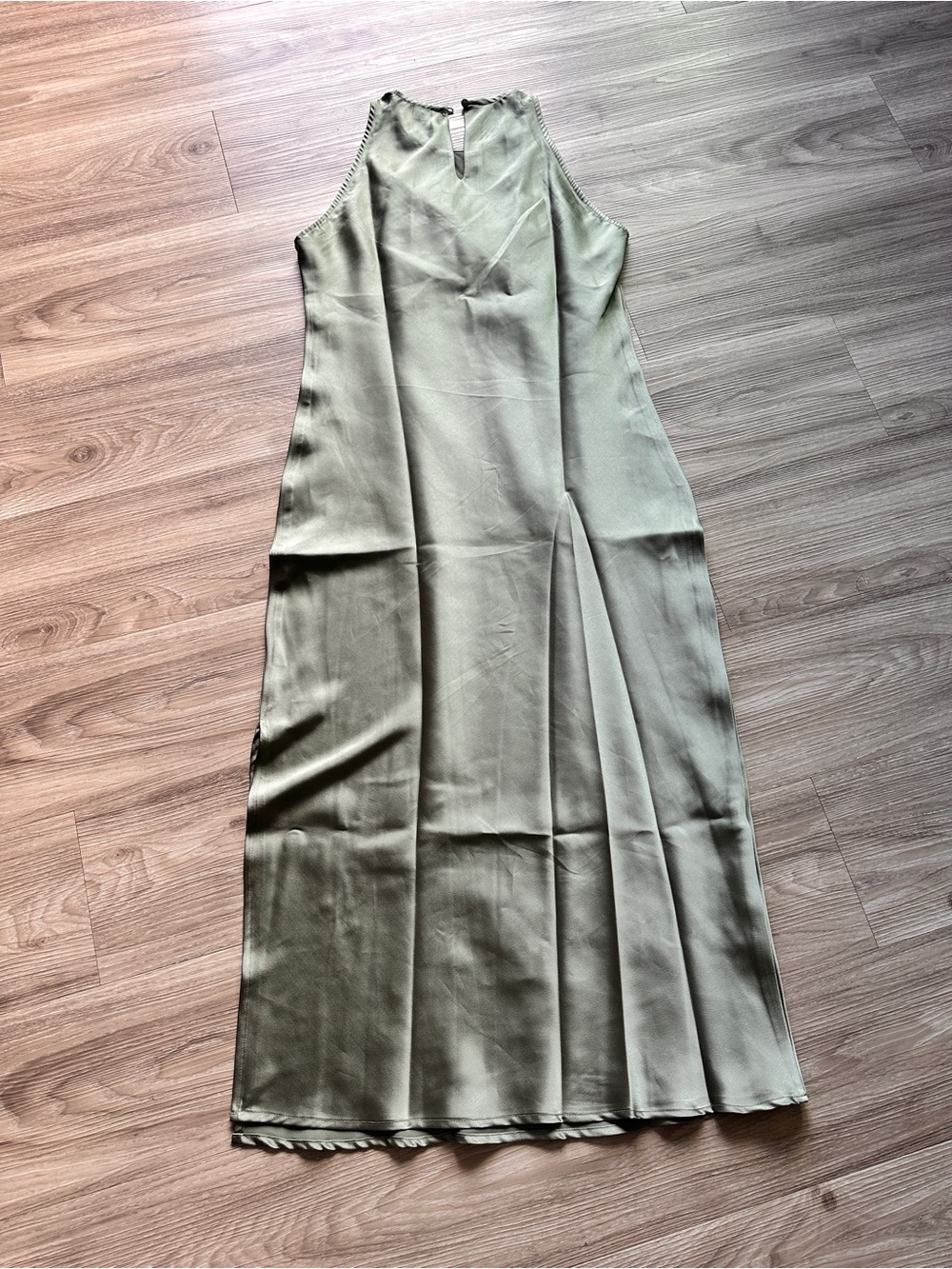 Sleeveless Olive Green Midi Dress - Elegant A-Line